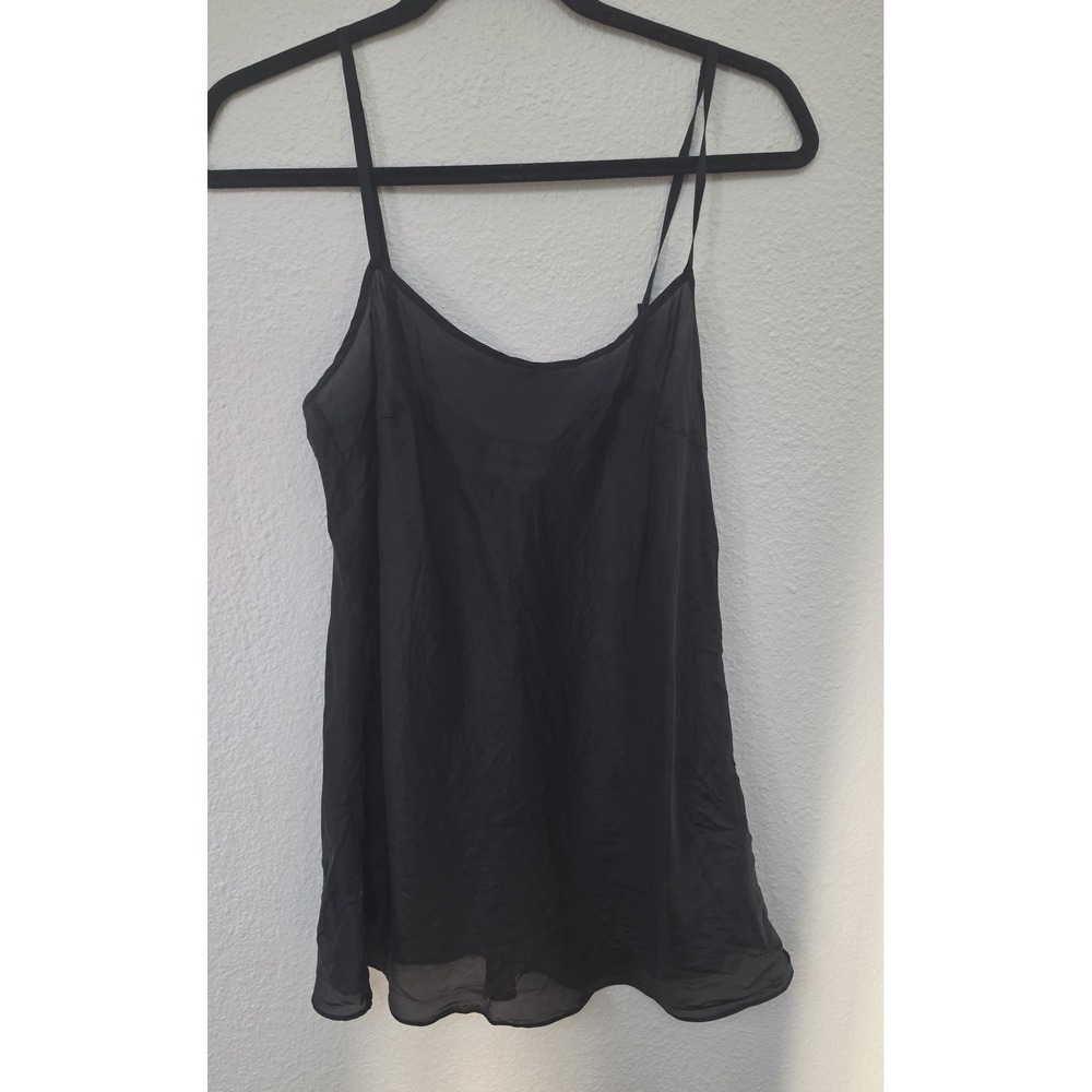 Pure DKNY Silk Camisole Black Sleeveless Scoop Neck Solid Tank Top Slip